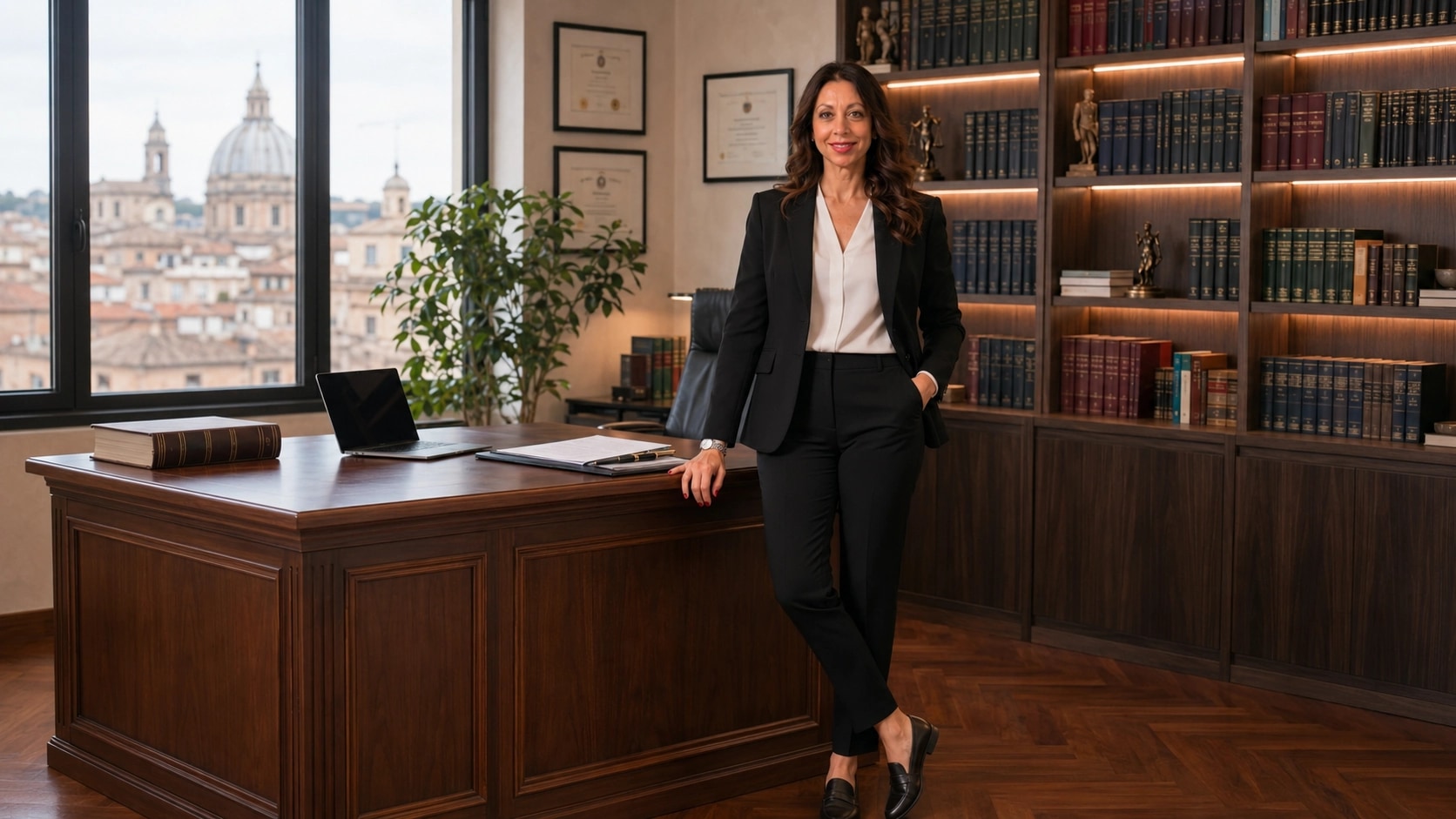 Avvocato Federica Del Monte in piedi nello Studio Legale Del Monte a Roma